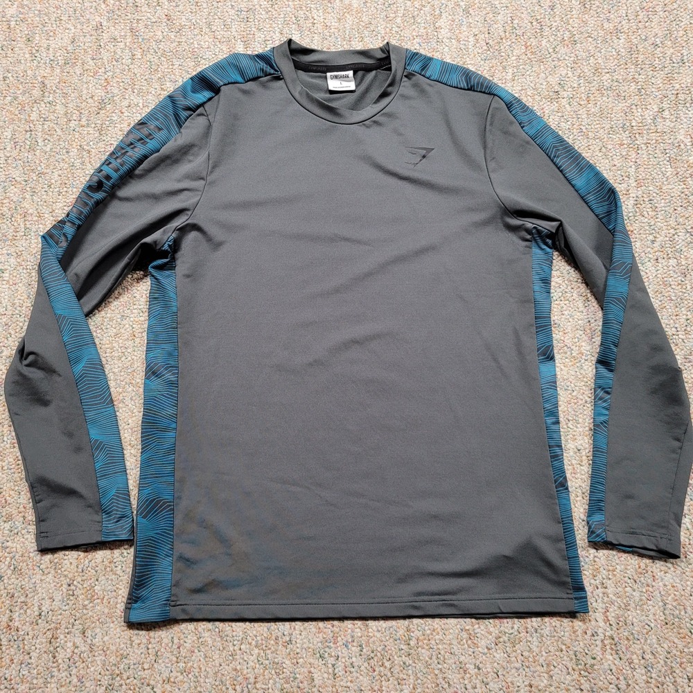 Gymshark Shirt Mens Large Grey Long Sleeve Athletic Training Performance Workout